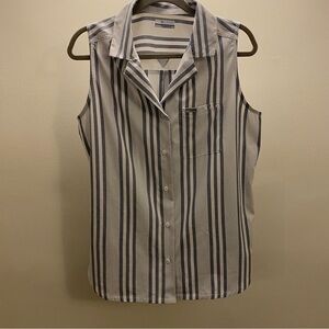 Columbia PFG Women’s Large Striped Performance Fishing Shirt Sleeveless Outdoors